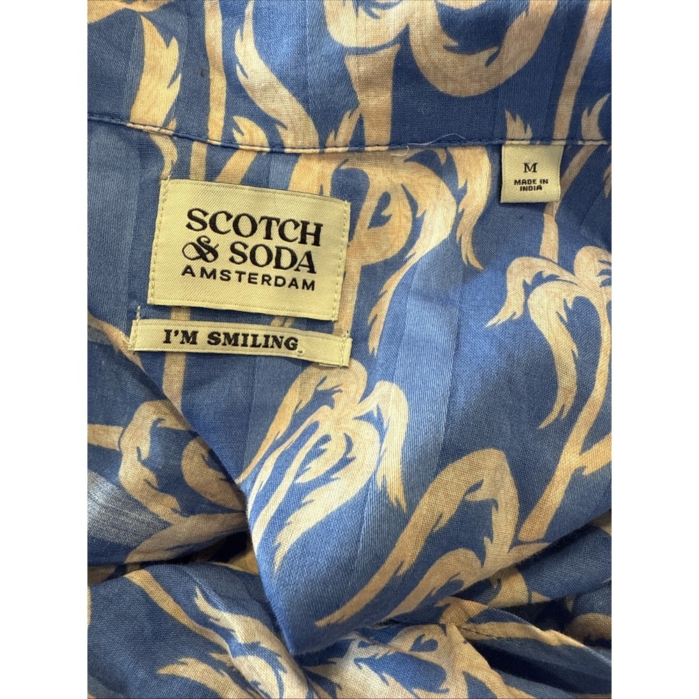 Women's M Scotch &‎ Soda Blue Tropical Print Wrap Blouse - Picture 6 of 10